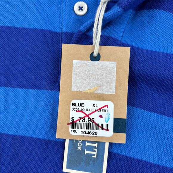 Joules Filbert Polo Shirt Mens Size US L Blue Stripe Cotton Classic Fit UK XL - Picture 13 of 15